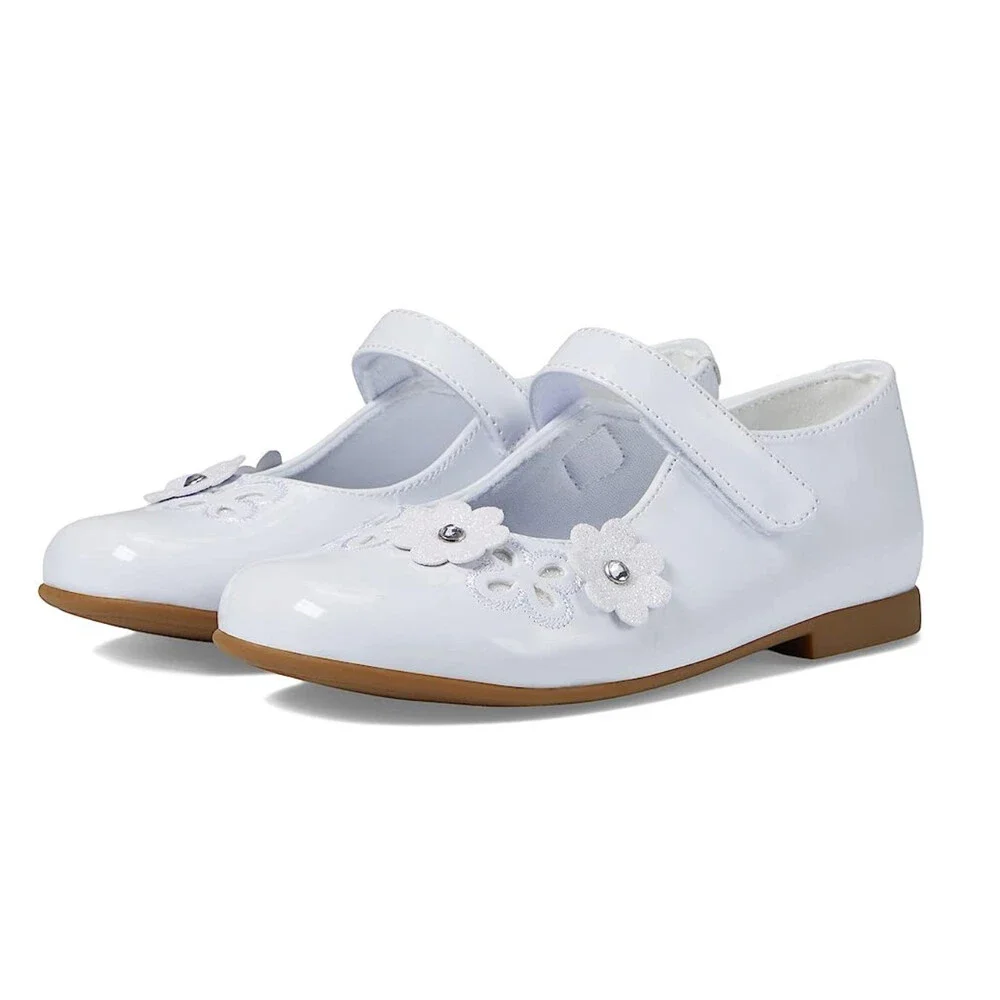 Rachel Shoes Primrose Flat Girls US 11 M White Patent Round Toe Mary Jane NCZ204